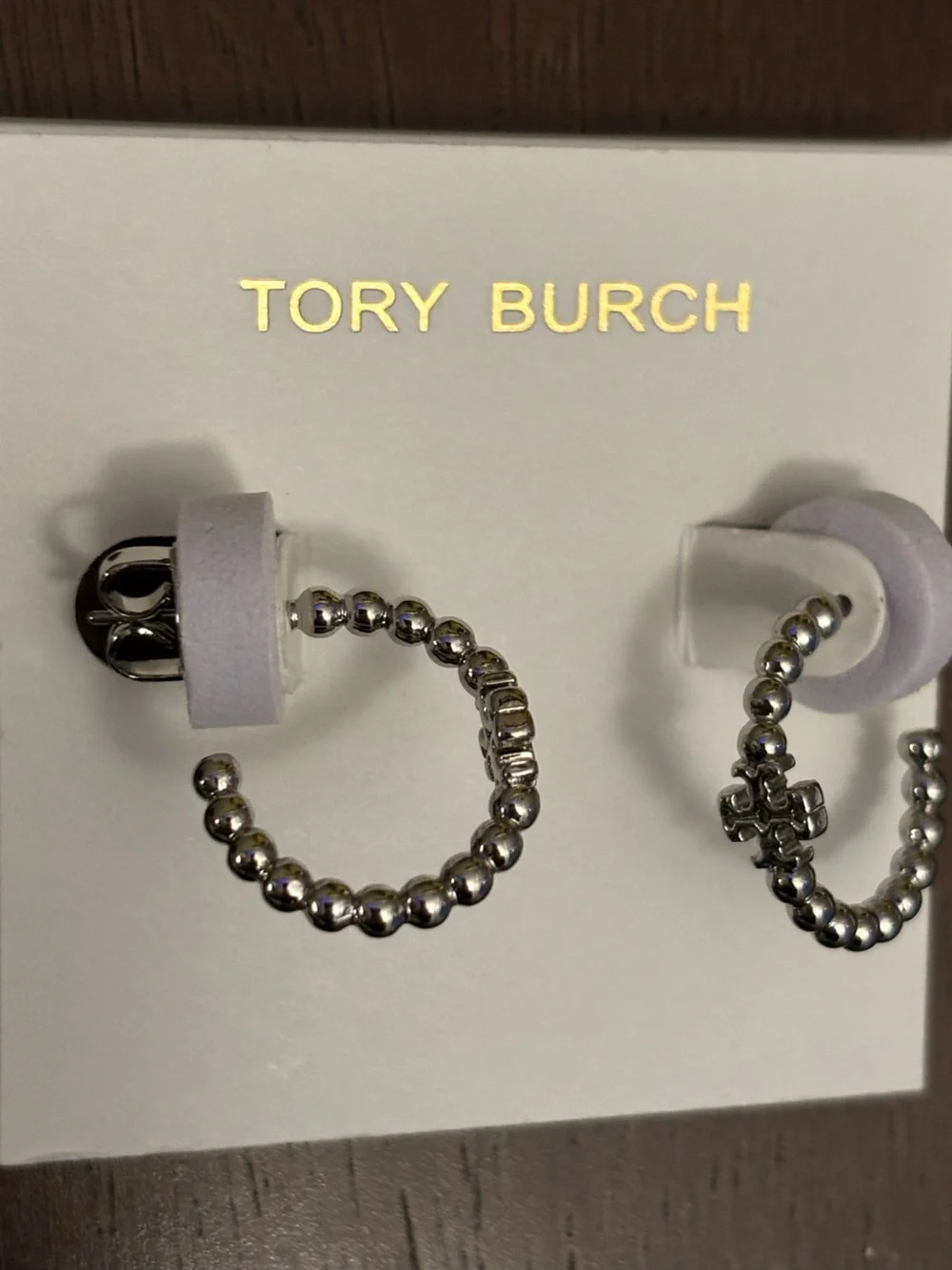 Brand new silver plated, Tory Burch hoop earrings